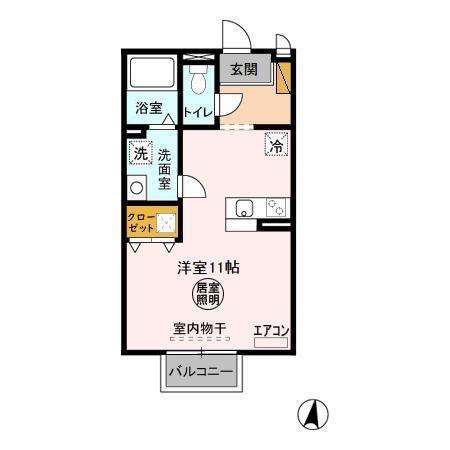 DEARCOURT(ワンルーム/1階)の間取り写真