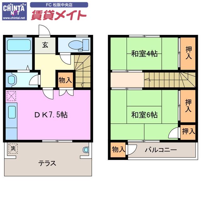 アイランドヴァリー(2DK/1階)の間取り写真