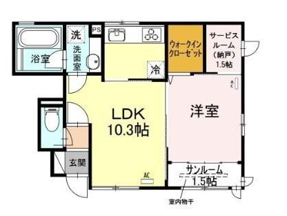 サンシャンテ上野毛A(1LDK/1階)の間取り写真