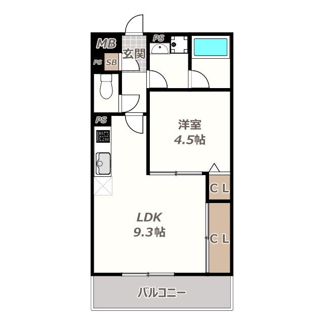 KTIレジデンス阿倍野(1LDK/2階)の間取り写真