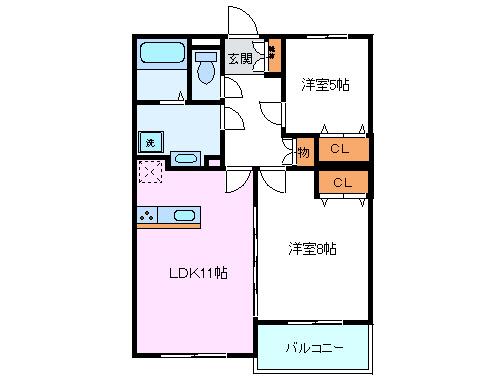 グリーンヒルズ長泉(2LDK/2階)の間取り写真