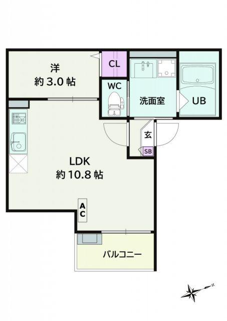 JACK KOIEHOMMACHII(1LDK/1階)の間取り写真