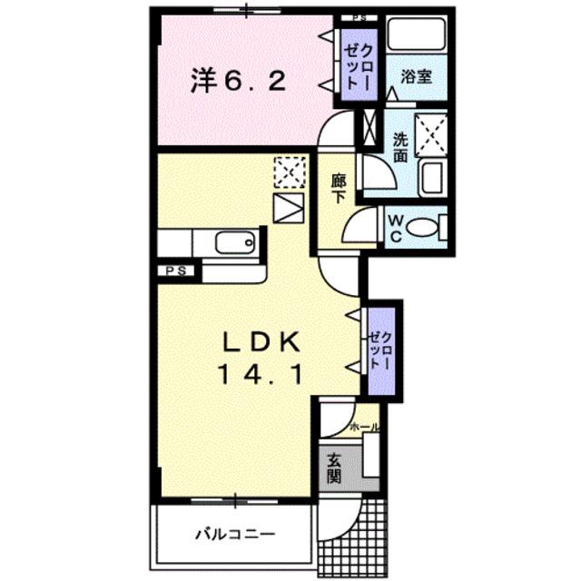 サンズパークII(1LDK/1階)の間取り写真