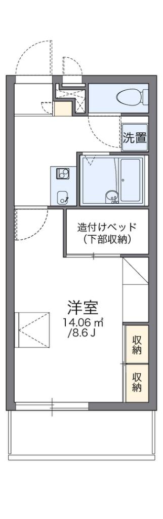 レオパレススリーアローズ(1K/2階)の間取り写真