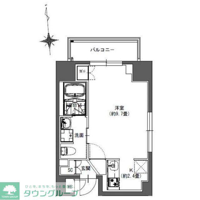 LA DOUCEUR東神田(ワンルーム/9階)の間取り写真