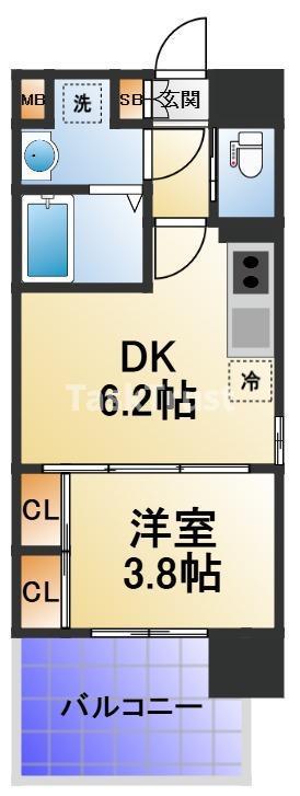 ビガーポリス528滝川公園III(1DK/4階)の間取り写真