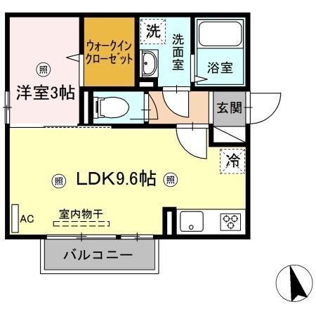 スカイブルーB棟(1LDK/2階)の間取り写真