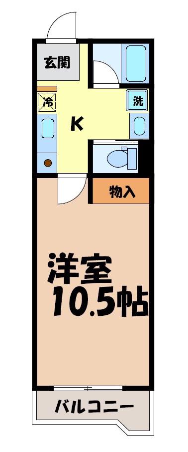 ハウス108車道(1K/2階)の間取り写真