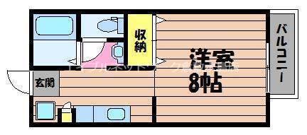 えとあタウンB棟(1K/2階)の間取り写真