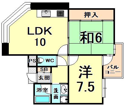 ライム里中(2LDK/2階)の間取り写真