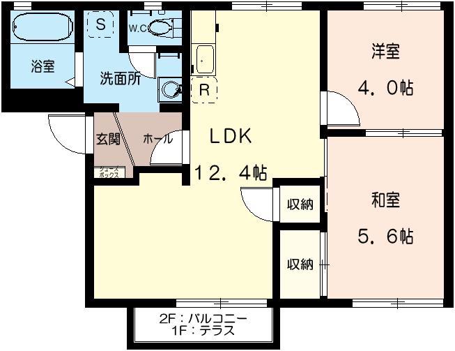 グリーン・アペックスC(2LDK/2階)の間取り写真