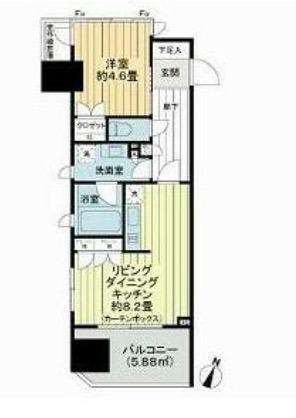ライオンズアイル赤坂(1LDK/11階)の間取り写真