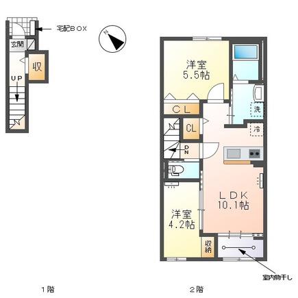 アズール テトラ(2LDK/2階)の間取り写真