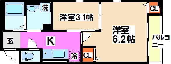 E.フラット渋谷本町(1SK/2階)の間取り写真