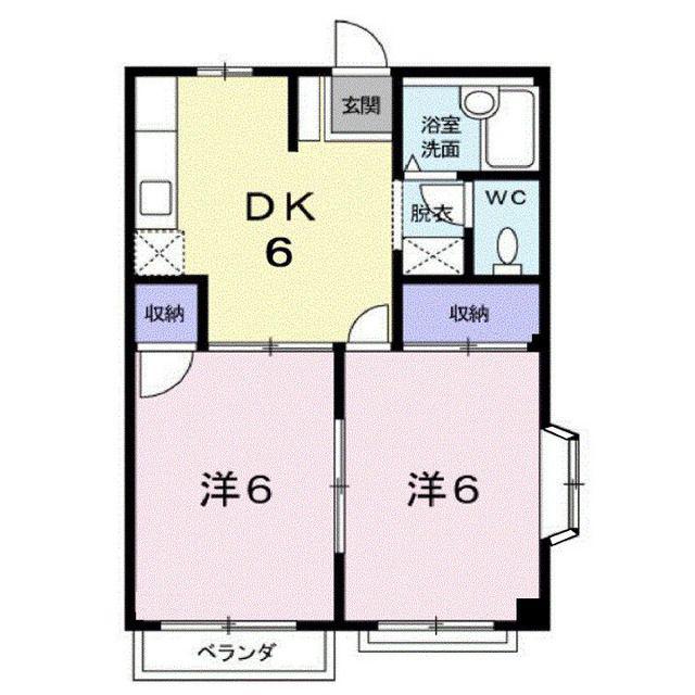 シャトレット美福(2DK/2階)の間取り写真