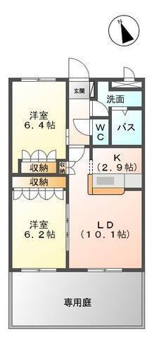 クベンツールB(2LDK/1階)の間取り写真