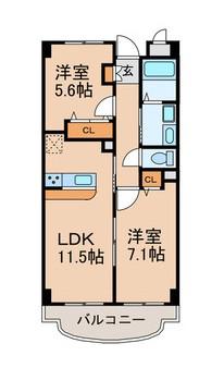 フォレストハサマ(2LDK/2階)の間取り写真
