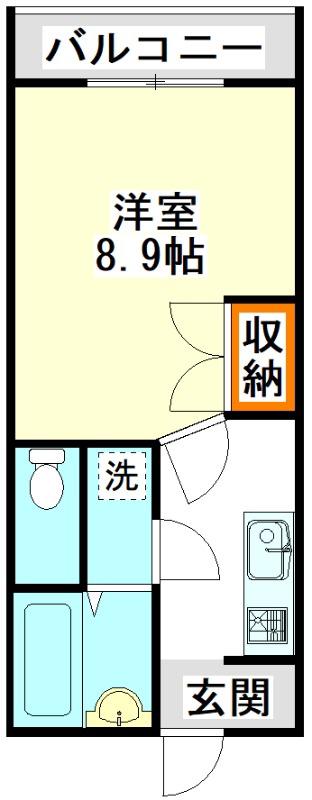エレガンスハイツ新町(1K/2階)の間取り写真