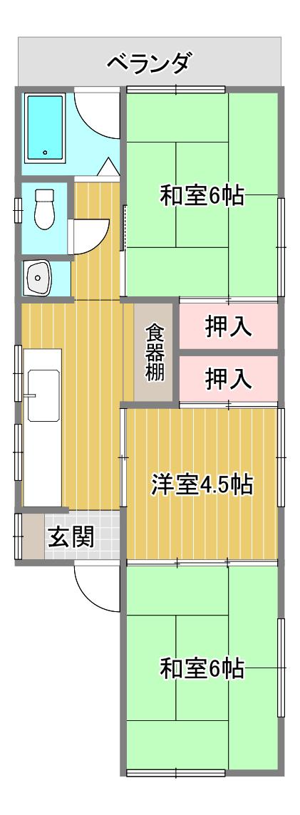 伏原1丁目マンション(3K/2階)の間取り写真