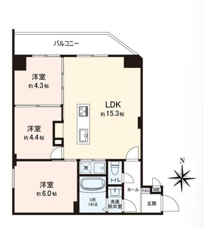 VISTA豊島(3LDK/7階)の間取り写真