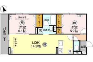 D-ROOM 古市町(2LDK/2階)の間取り写真