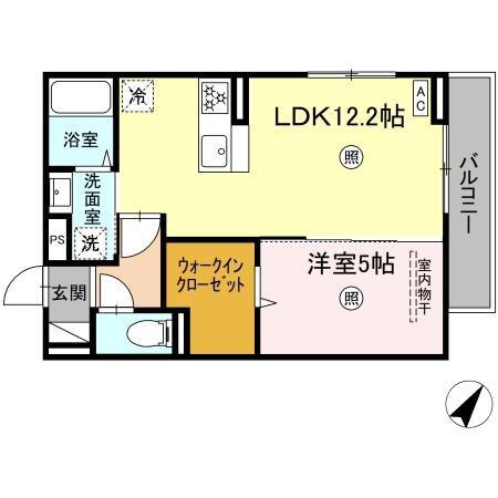 シャローム城原(1LDK/3階)の間取り写真