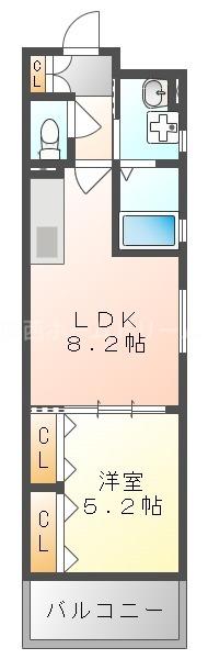 クリエオーレ八雲東(1LDK/1階)の間取り写真