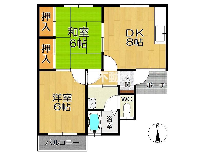 コーポK(2DK/2階)の間取り写真