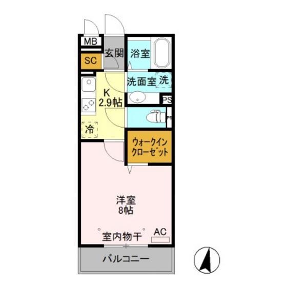 アロスネグロ(1K/3階)の間取り写真