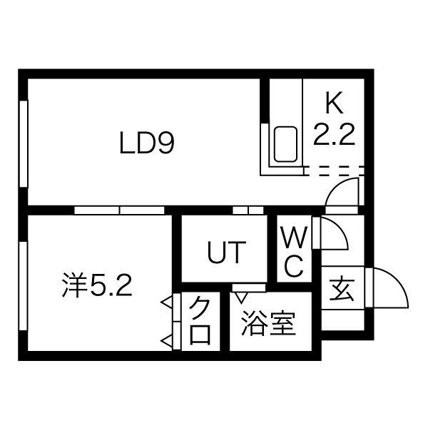 シルフィード東大通(1LDK/1階)の間取り写真
