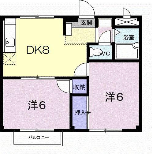 シティハイツ冨士(2DK/2階)の間取り写真