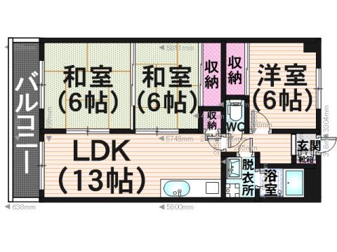 クレストG34(3LDK/4階)の間取り写真