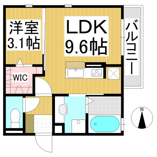 スクエアパレット(1LDK/2階)の間取り写真