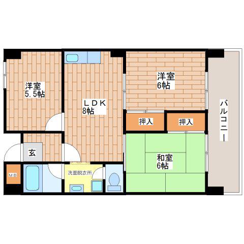 ジュネスニッコー(3LDK/3階)の間取り写真