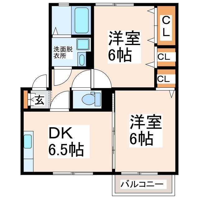 オークスドュール・ウルゲ(2DK/2階)の間取り写真