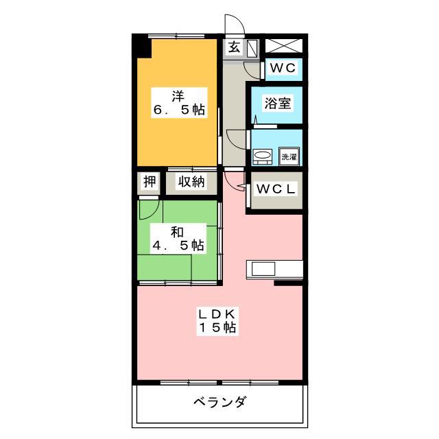 養老鉄道養老線 西大垣駅 徒歩8分 7階建 築27年(2LDK/7階)の間取り写真