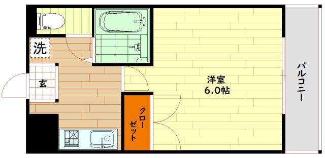 レスポワール西(1K/1階)の間取り写真