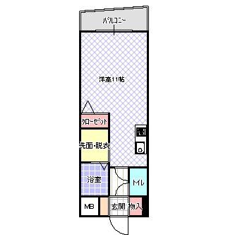 ジャルダン学研住道(1K/4階)の間取り写真