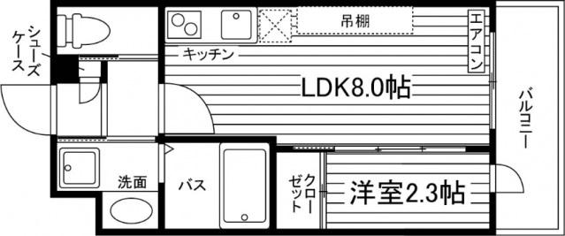 エスエス・トゥエンティナイン(1LDK/2階)の間取り写真
