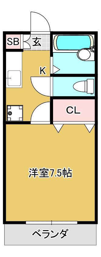 グランテージ加納(1K/1階)の間取り写真