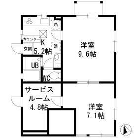 上落合1丁目共同1階(2SK/1階)の間取り写真
