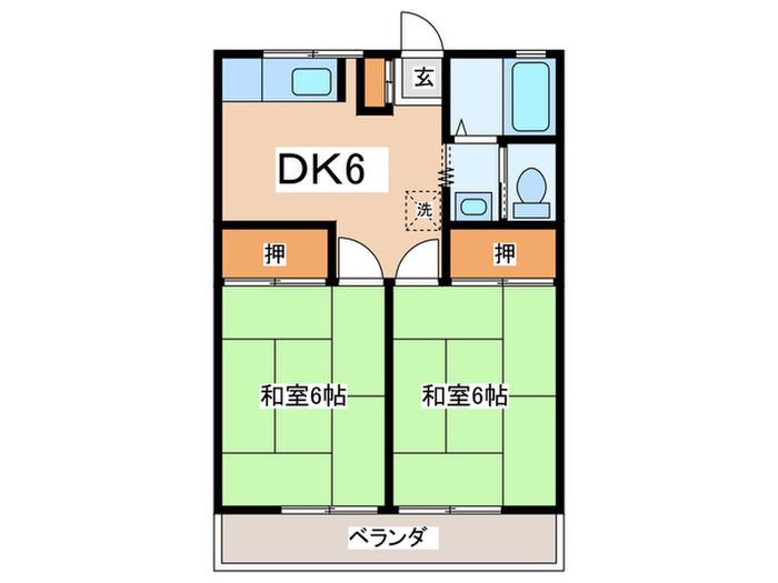 たつみハイツI(2DK/2階)の間取り写真