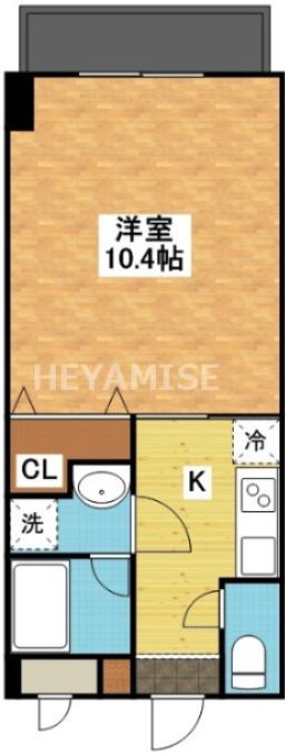 ブランドール大井手(1K/2階)の間取り写真