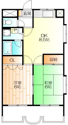 メジャーモ広町(2DK/1階)の間取り写真