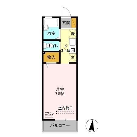 キャッスルI(1K/2階)の間取り写真