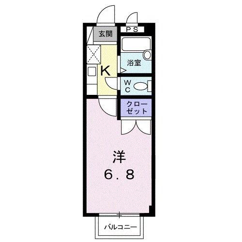エスポワール(1K/2階)の間取り写真