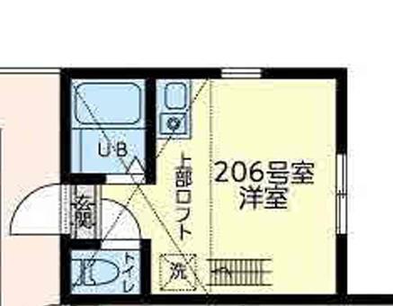 ユナイト石川町ぺルファボーレ(ワンルーム/2階)の間取り写真