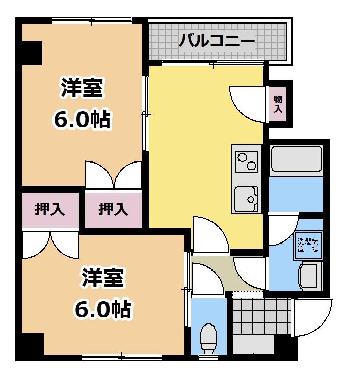 パークサイドI(2DK/3階)の間取り写真