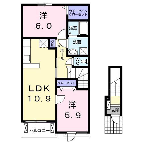 プリムラ コリーヌ(2LDK/2階)の間取り写真