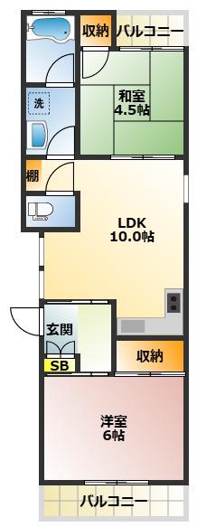 グレースハイツ(2LDK/2階)の間取り写真